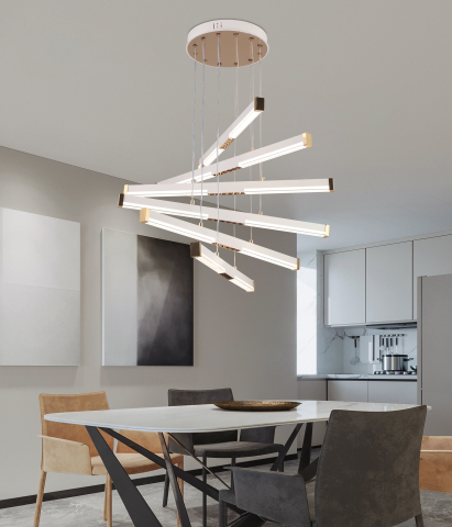 Lustra LED Suspendata Acril LT183/5WH, 69W, Lumina 3000/4000/6000K, Alb, Inaltime Reglabila [2]