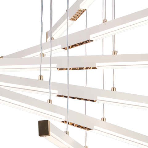 Lustra LED Suspendata Acril LT183/6WH, 81W, Lumina 3000/4000/6000K, Alb, Inaltime Reglabila [3]