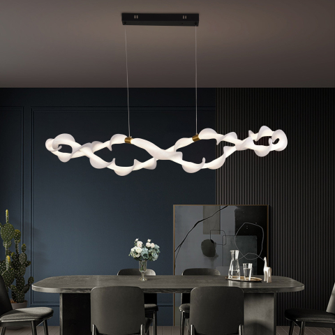 Lustra LED Suspendata Acril LT762/2GD, 36W, Lumina Calda/Neutra/Rece 3000/4000/6000K, Alb Auriu, Inaltime Reglabila [2]