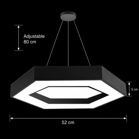 Lustra LED suspendata ANGLE, 52cm, 25W, Inaltime Reglabila, Lumina Rece, Negru, Metal si Acril [2]