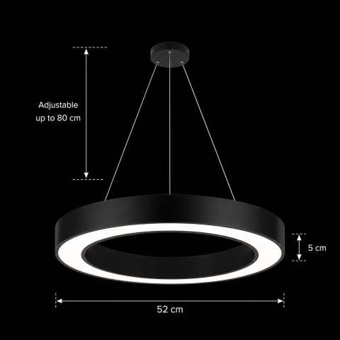 Lustra LED suspendata ANGLE, D52cm, 25W, Inaltime Reglabila, Lumina Rece, Negru, Metal si Acril [3]