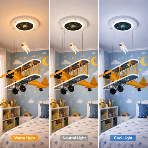 Lustra LED suspendata AVION 80W, lumina Rece/Calda/Neutra, Portocaliu Albastru [3]
