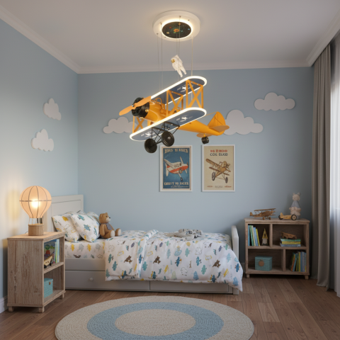 Lustra LED suspendata AVION 80W, lumina Rece/Calda/Neutra, Portocaliu Albastru [1]