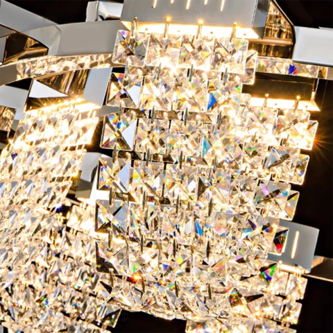 Lustra LED Suspendata, CC370/1200CH, Cristal si Metal, 15W, Lumina Rece/Calda/Neutra 3000K/4000K/6000K, Iluminat Luxos [1]