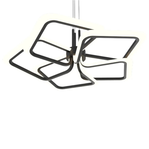 Lustra LED suspendata cu Telecomanda 103W, 5 Patrate, lumina Rece/Calda/Neutra, Dimabila, Negru [2]