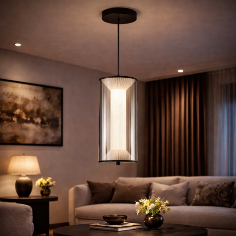 Iluminat Smart Home - Lustra LED Suspendata cu Telecomanda 29W, LM511/1BK, Inaltime Reglabila, Lumina Calda/Rece/Neutra, Alb, Meta