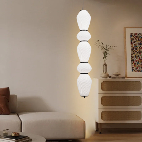 Lampi, Aplice si Corpuri de iluminat Smart - Lustra LED Suspendata cu Telecomanda 78W, LM510/5BK, Inaltime Reglabila, Lumina Calda/Rece/Neutra 3000K/4000K/6000K, Alb, Metal