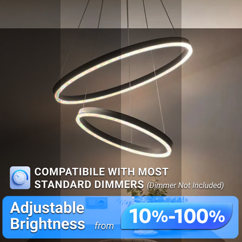 Lustra LED suspendata cu Telecomanda CASIANA 40W, 2 Cercuri, Lumina Rece/Calda/Neutra 3000K/4000K/6000K, Dimabila, Negru, Inaltime Reglabila, Metal si Acril [1]