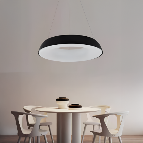 Iluminat Smart Home - Lustra LED suspendata cu Telecomanda CHIARA, 73W, Lumina Rece/Calda/Neutra, Dimabila, Negru