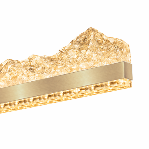 Lustra LED suspendata cu Telecomanda MARISTELLA 90W, lumina Rece/Calda/Neutra 3000K/4000K/6000K, Dimabila, Inaltime Reglabila, Auriu, Metal si Cristal [1]