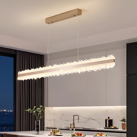 Lustra LED suspendata cu telecomanda NIVALIS 55W, Lungime 120cm, lumina Rece/Calda/Neutra, Dimabila,Inaltime Reglabila, Auriu [3]