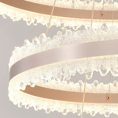 Lustra LED suspendata cu Telecomanda NIVALIS Duo 127W, Cercuri 60x80cm, lumina Rece/Calda/Neutra, Dimabila,Inaltime Reglabila, Auriu [1]