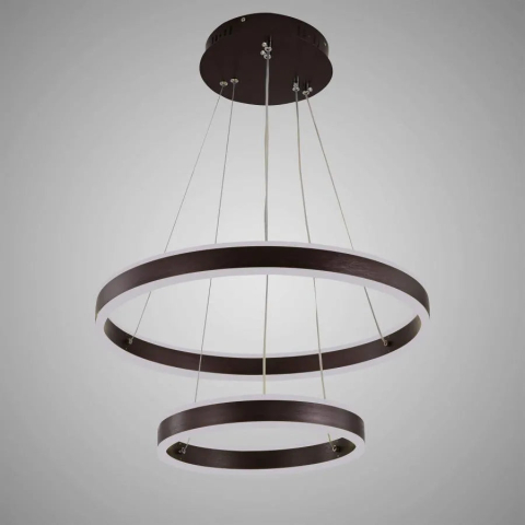 Lustra LED suspendata cu telecomanda OLATHE 180W, 2 Cercuri, lumina Rece/Calda/Neutra, Dimabila, Maro, Inaltime Reglabila [1]