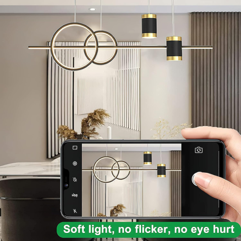 Lustra LED suspendata cu telecomanda PAULINA 60W, lumina Rece/Calda/Neutra, Dimabila, Negru, Inaltime Reglabila [3]