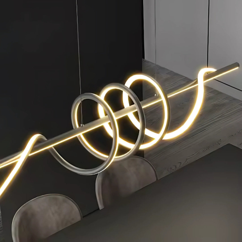 Lustra LED suspendata cu telecomanda RIBBON 64W, Liniara, lumina Rece/Calda/Neutra, Dimabila, Negru, Inaltime Reglabila [1]