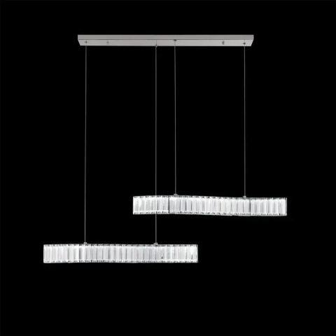 Lustra LED suspendata cu telecomanda si cristal MERVE 24W, lumina Rece/Calda/Neutra, Dimabila, Crom Lucios, Inaltime Reglabila [1]