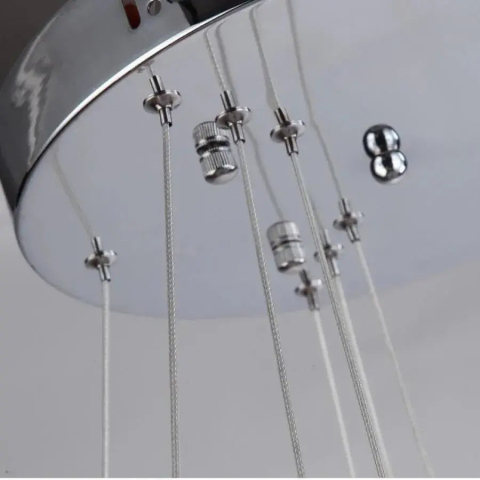 Lustra LED suspendata cu telecomanda si cristal PRISM LUMINIS 78.3W, 3 Cercuri, lumina Rece/Calda/Neutra, Dimabila, Argintiu, Inaltime Reglabila [3]