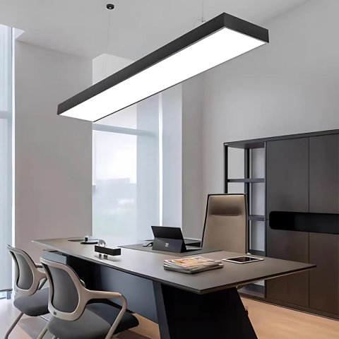 Lustre LED Moderne - Lustra LED suspendata DARIN, 120cm, 23W, Inaltime Reglabila, Lumina Rece, Negru