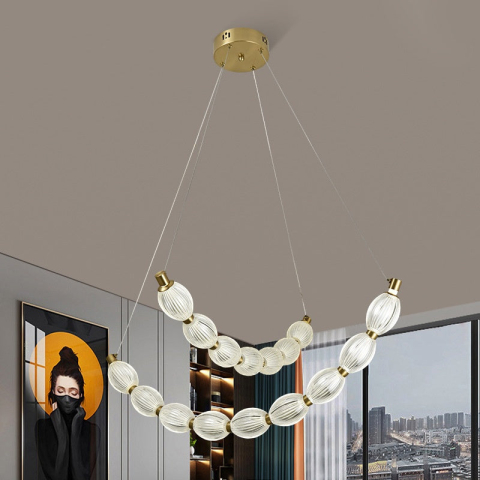 Lustra LED suspendata FAUSTO, 48W, lumina Rece/Calda/Neutra, Inaltime Reglabila, Auriu [2]