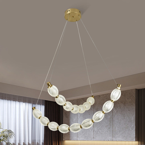 Lustra LED suspendata FAUSTO, 48W, lumina Rece/Calda/Neutra, Inaltime Reglabila, Auriu [3]