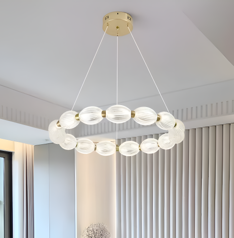 Lustre LED Moderne - Lustra LED suspendata FAUSTO II, 42W, lumina Rece/Calda/Neutra, Inaltime Reglabila, Auriu