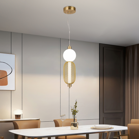 Lustre LED Moderne - Lustra LED Suspendata LM550/2GD, 11W, Lumina 3000/4000/6000K, Auriu, Inaltime Reglabila