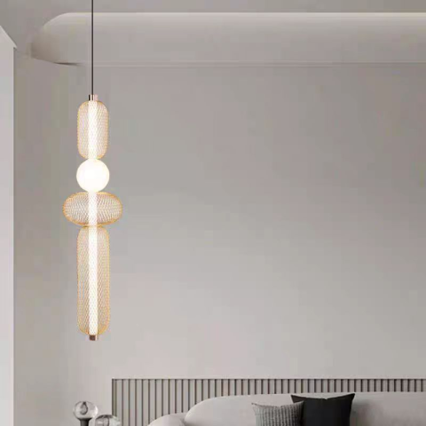 Lustre LED Moderne - Lustra LED Suspendata LM551/4GD, 23W, Lumina 3000/4000/6000K, Auriu, Inaltime Reglabila