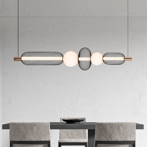 Lustre LED Moderne - Lustra LED Suspendata LM551/5BK, 27W, Lumina 3000/4000/6000K, Negru, Inaltime Reglabila