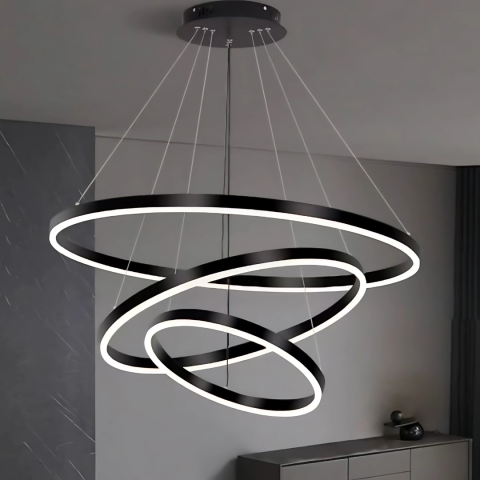 Lustra LED suspendata PAGANO 95W, Lumina Rece/Calda/Neutra, Negru, Inaltime Reglabila [3]