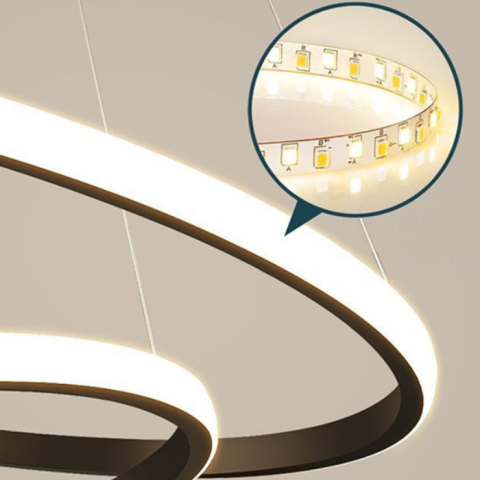 Lustra LED suspendata RICCI 25W, 2 Cercuri, lumina Rece/Calda/Neutra, Negru, Inaltime Reglabila [1]