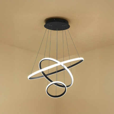 Lustra LED suspendata RICCI 48W, 3 Cercuri, lumina Rece/Calda/Neutra, Negru, Inaltime Reglabila [3]