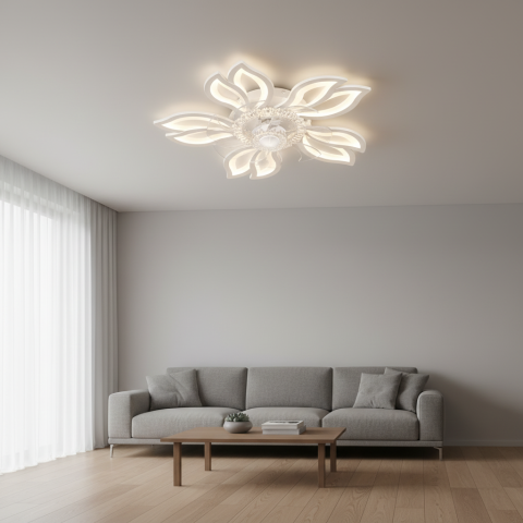 Lustra LED Ventilator ANEMO cu Telecomanda, 30W, D61cm, Lumina Rece/Neutra/Calda, Metal si Plastic, Alb [3]