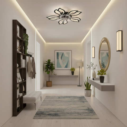 Lustra LED Ventilator ANEMO cu Telecomanda, 30W, D61cm, Lumina Rece/Neutra/Calda, Metal si Plastic, Negru [2]