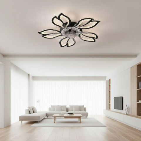 Lustra LED Ventilator ANEMO cu Telecomanda, 30W, D61cm, Lumina Rece/Neutra/Calda, Metal si Plastic, Negru [3]