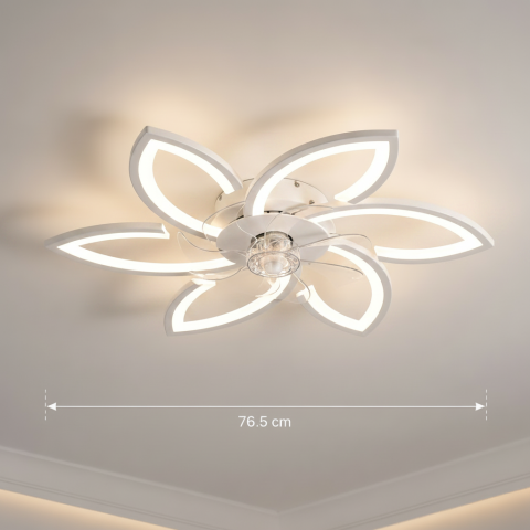 Lustra LED Ventilator ANEMO cu Telecomanda, 36W, D76.5cm, Lumina Rece/Neutra/Calda, Metal si Plastic, Alb [3]