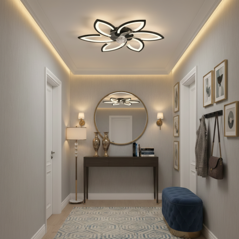 Lustra LED Ventilator ANEMO cu Telecomanda, 36W, D76.5cm, Lumina Rece/Neutra/Calda, Metal si Plastic, Negru [2]