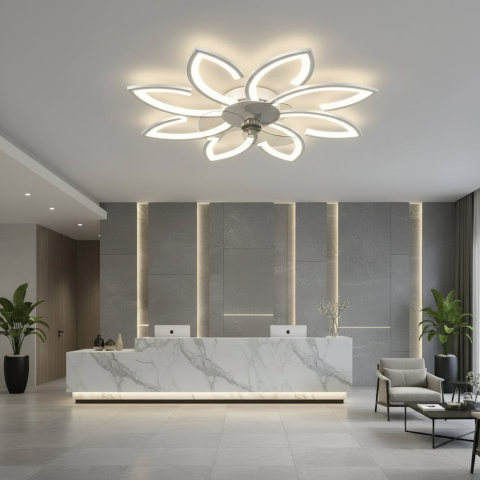Lustra LED Ventilator ANEMO cu Telecomanda, 48W, D87cm, Lumina Rece/Neutra/Calda, Metal si Plastic, Alb [3]