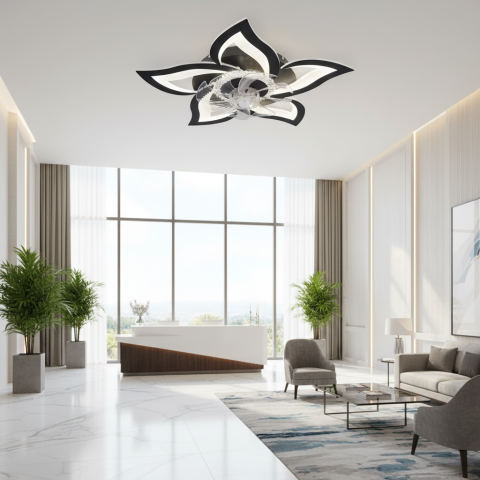 Lustra LED Ventilator ANEMO cu Telecomanda, 49W, D85cm, Lumina Rece/Neutra/Calda, Metal si Plastic, Negru [1]