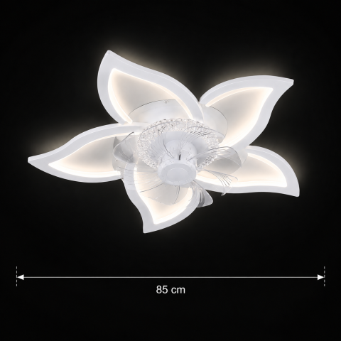 Lustra LED Ventilator DAFIA cu Telecomanda, 49W, D85cm, Lumina Rece/Neutra/Calda, Metal si Plastic, Alb [3]