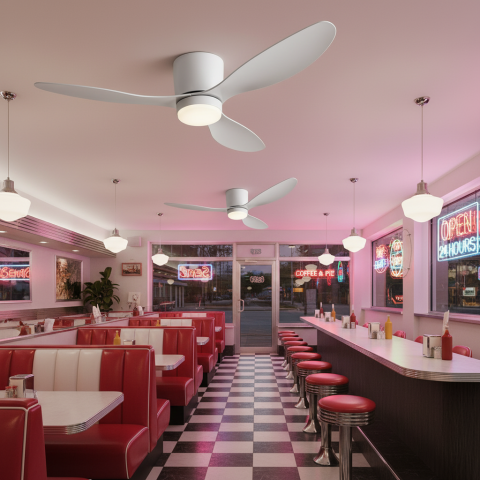 Lustre LED Moderne - Lustra LED Ventilator VENTIS cu Telecomanda, 21 W, D80cm, Lumina Rece/Neutra/Calda, Metal si Plastic, Alb