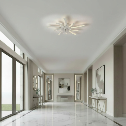 Lustra LED Ventilator VIRTULA cu Telecomanda, 29W, D77cm, Lumina Rece/Neutra/Calda, Metal si Plastic, Alb [2]