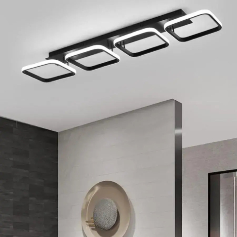 Lustra LED VERTEX 45W, 4 Patrate, Liniara, lumina Rece/Calda/Neutra, Neagra [2]