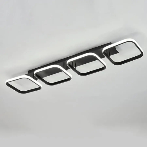 Lustra LED VERTEX 45W, 4 Patrate, Liniara, lumina Rece/Calda/Neutra, Neagra [3]