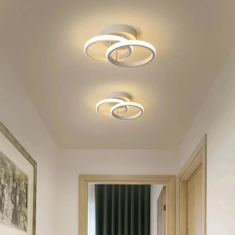 Lustre LED Moderne - Lustra LED VERTEX CIRCULA 21W, 2 Cercuri, Rame Metalice, lumina Rece/Calda/Neutra, Alb