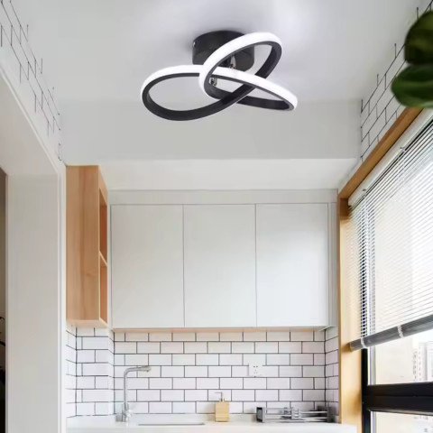 Lustre LED Moderne - Lustra LED VERTEX Infinitum 13W, Lumina Rece/Calda/Neutra, Negru