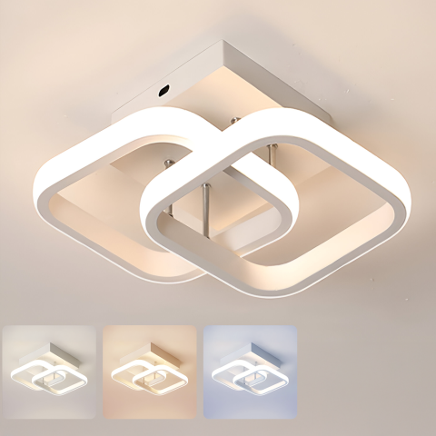 Lustre LED Moderne - Lustra LED VERTEX Matrix, Romburi Suprapuse, Rame Metalice, 11W, 2 Romburi, Lumina Rece/Calda/Neutra 3000K/4000K/6000K, Alb