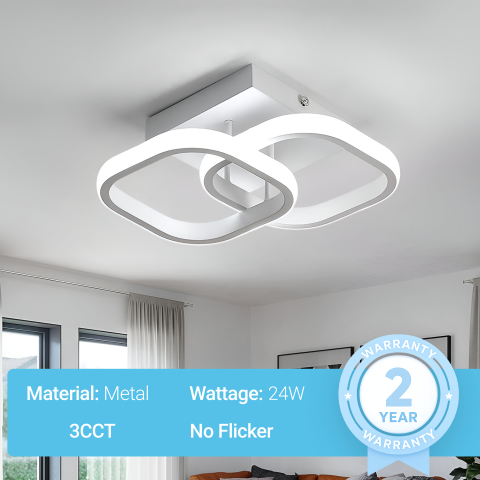 Lustra LED VERTEX Matrix, Romburi Suprapuse, Rame Metalice, 11W, 2 Romburi, Lumina Rece/Calda/Neutra 3000K/4000K/6000K, Alb [2]