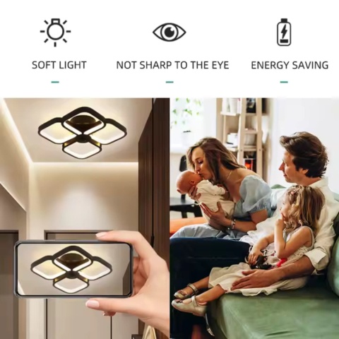 Lustra LED VERTEX Tesser 34W, 4 Patrate, lumina Rece/Calda/Neutra, Negru [3]