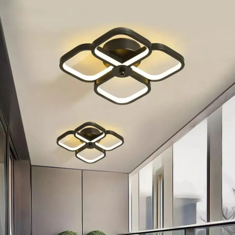 Lustra LED VERTEX Tesser 34W, 4 Patrate, lumina Rece/Calda/Neutra, Negru [2]