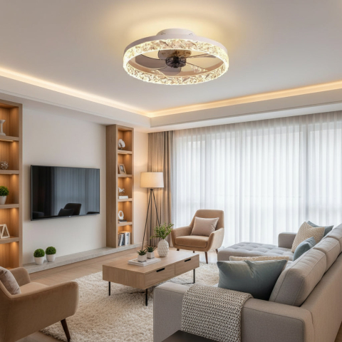 Lustre LED Moderne - Lustra LED VEYA cu Telecomanda, 38W, D50cm, Lumina Rece/Neutra/Calda, Metal si Plastic, Alb